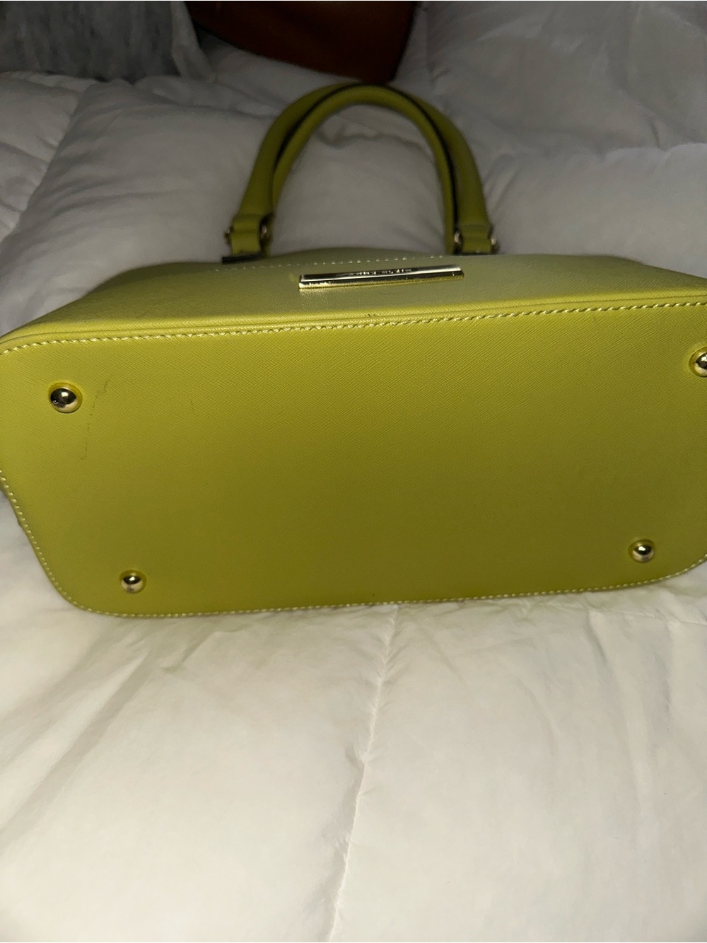 Anne Klein chartreuse dome satchel - Picture 2 of 3